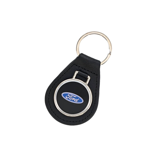 Leather Key Fob Keychain w/FORD Logo Emblem