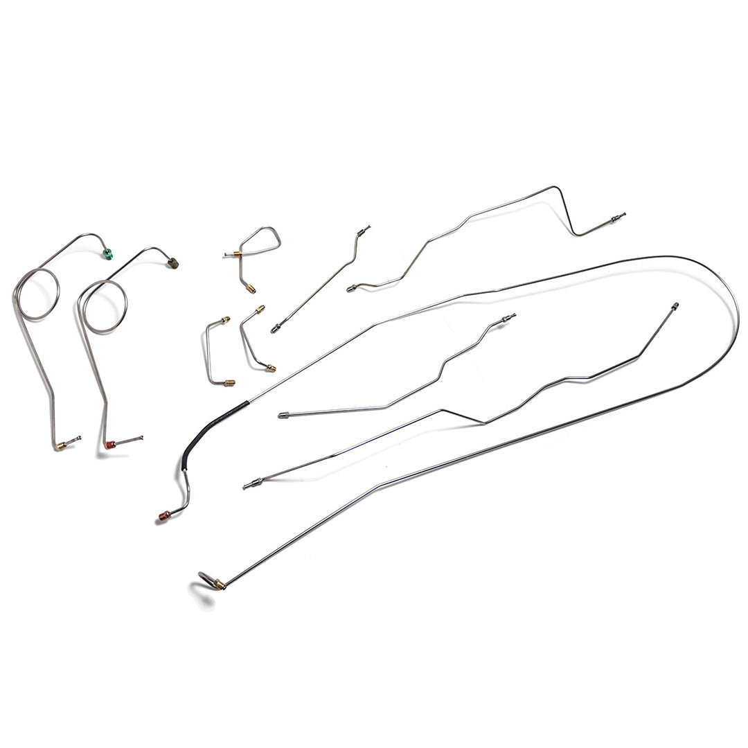 Stainless steel brake line set for Dana 44 axle with drum brakes, front view