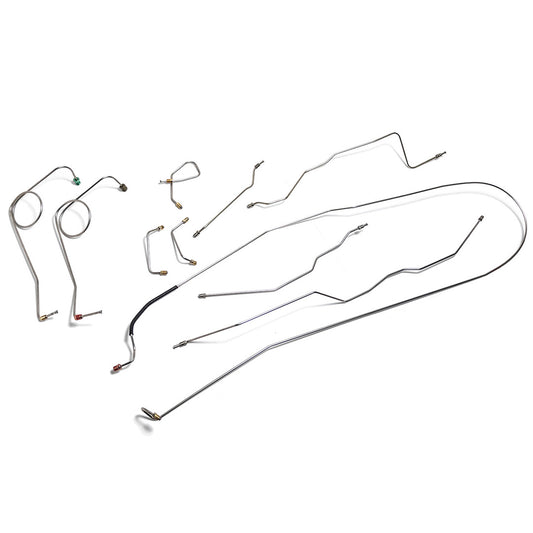 Stainless steel brake line set for Dana 44 axle with drum brakes, front view