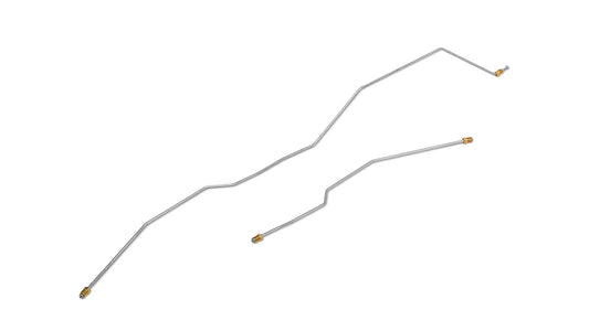 Stainless steel rear drum brake lines, close-up detail shot