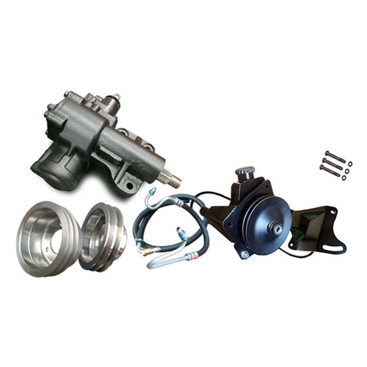 Black metal power steering conversion kit for tilt column, close-up detail