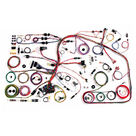Classic wiring harness kit with color-coded wires and connectors, detail shot