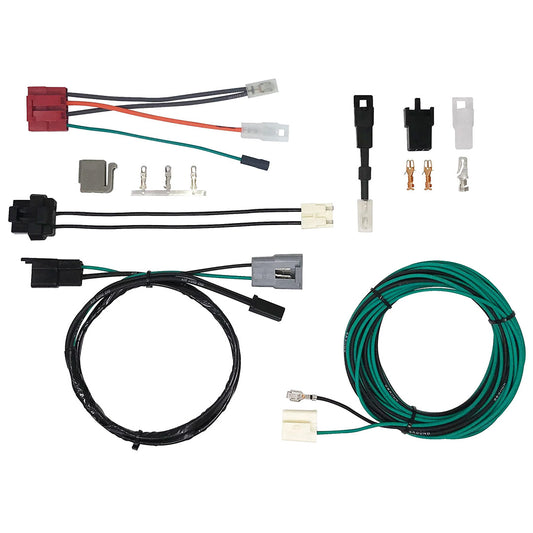Silver automotive A/C kit with hoses and components, front view