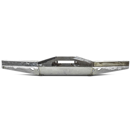 Steel winch bumper with D-ring mounts and textured black finish, front view for Ford Bronco