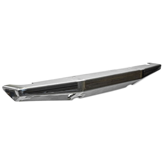Black steel front bumper with mounting brackets for 1966-77 Ford Bronco, front view