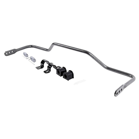 Black steel anti-sway bar with mounting brackets, side view
