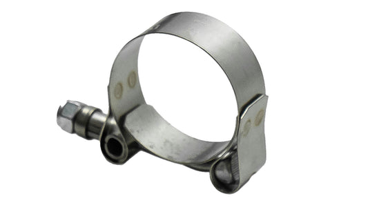 Stainless steel T-bolt hose clamp for radiator, side view