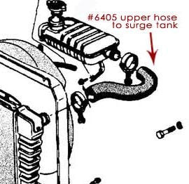 Upper Radiator Surge Tank Hose, 66-77 Ford Bronco