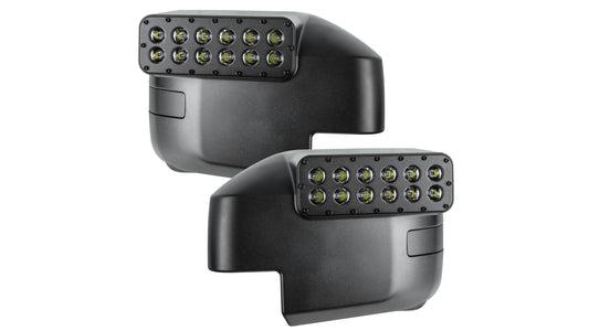 LED off-road ditch lights for Ford Bronco, side mirror mount, black housing