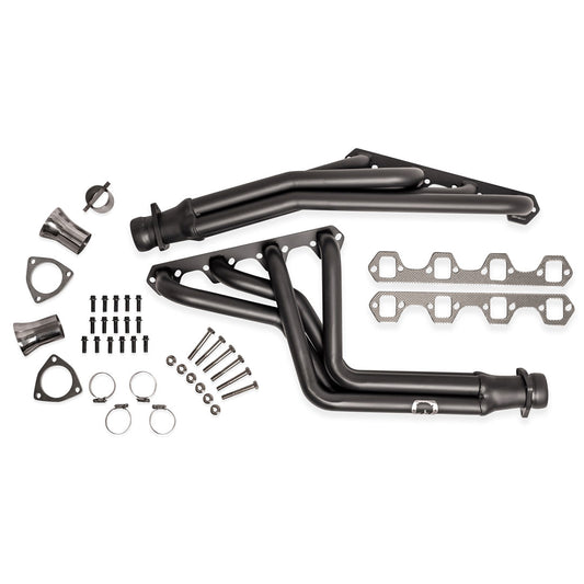 Black ceramic-coated stainless steel headers for Ford Bronco, side view