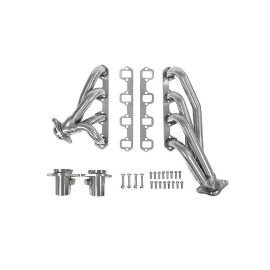 Polished ceramic-coated short tube headers for Ford Bronco, side view