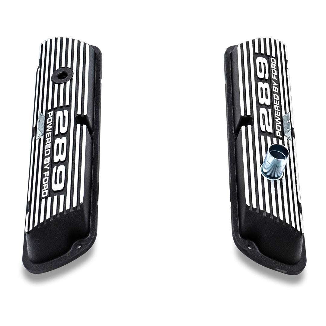 Black 289 Script Aluminum Valve Covers, 1966-77 Ford Bronco