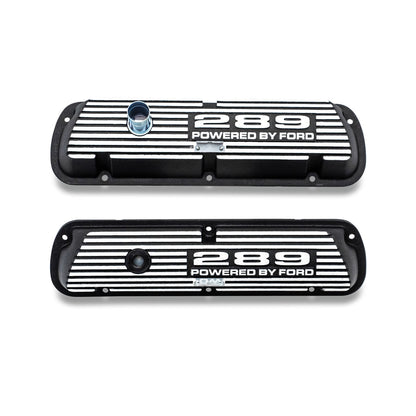 Black 289 Script Aluminum Valve Covers, 1966-77 Ford Bronco