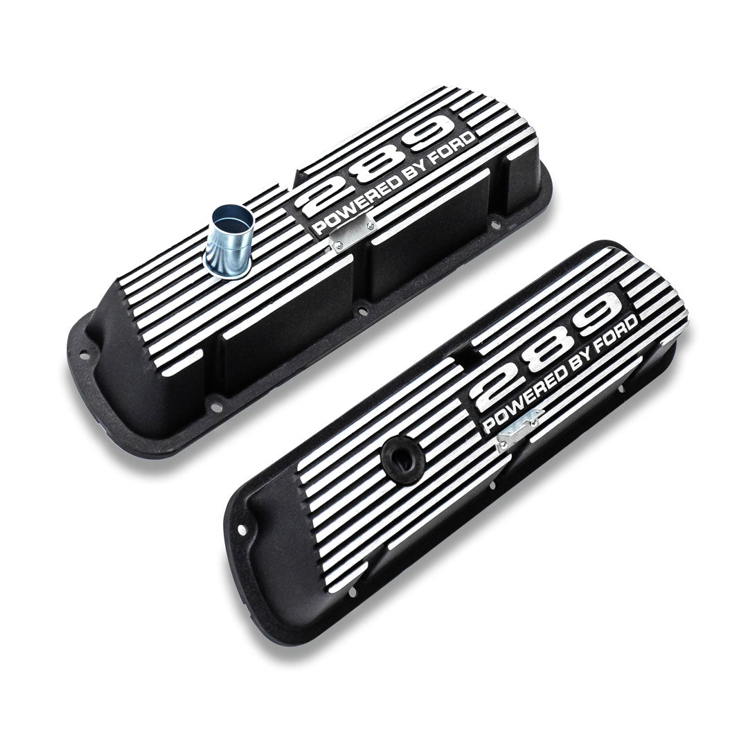 Black 289 Script Aluminum Valve Covers, 1966-77 Ford Bronco