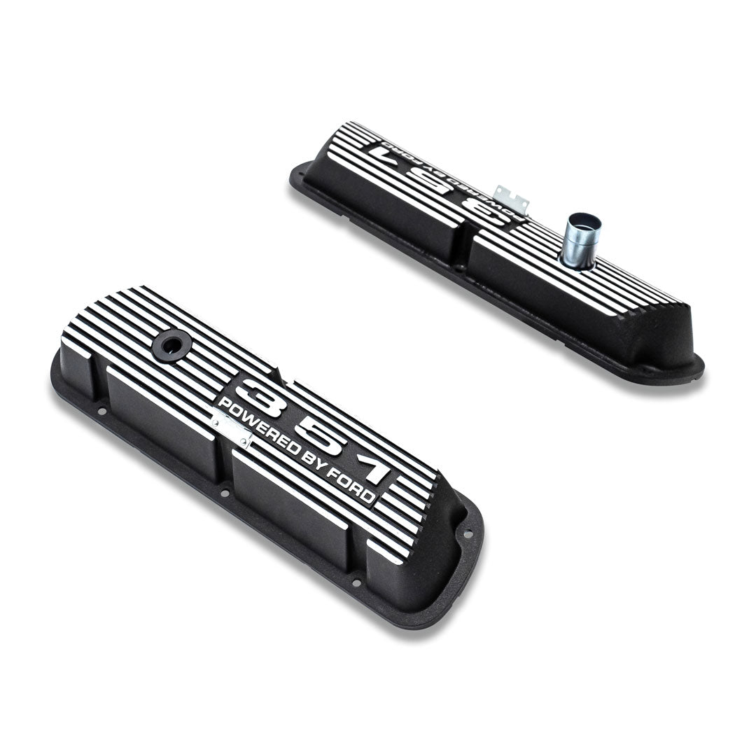 Black 351 Script Aluminum Valve Covers, Ford 351W