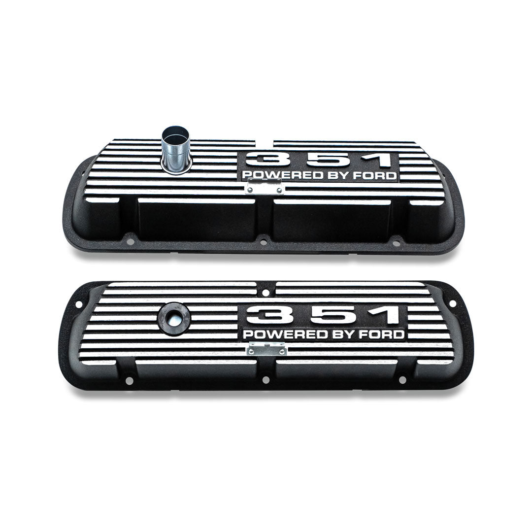 Black 351 Script Aluminum Valve Covers, Ford 351W