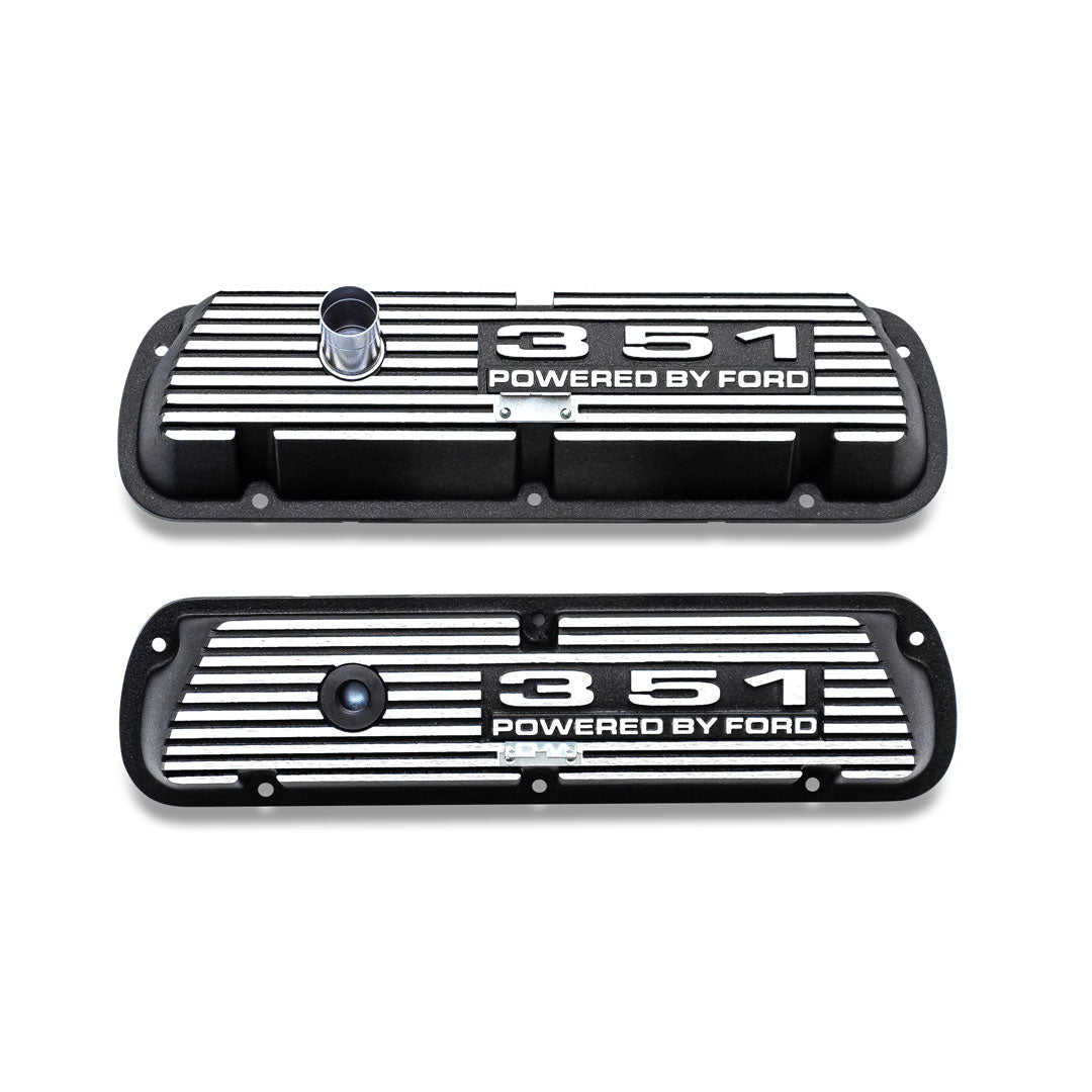 Black 351 Script Aluminum Valve Covers, Ford 351W