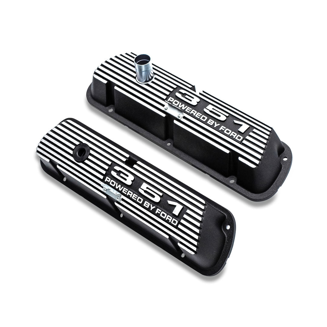 Black 351 Script Aluminum Valve Covers, Ford 351W