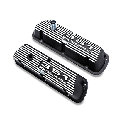 Black 351 Script Aluminum Valve Covers, Ford 351W