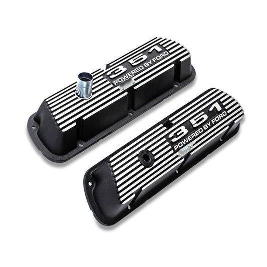 Black 351 Script Aluminum Valve Covers, Ford 351W