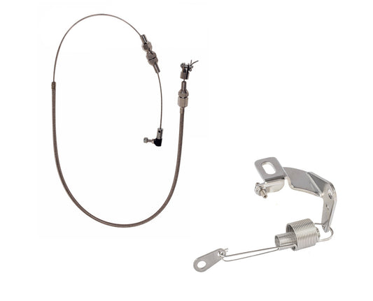 Throttle Cable & Mounting Bracket Kit for Carburetor - Stainless Steel, v8