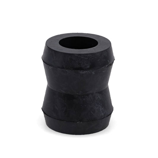 Bilstein shock absorber with eyelet bushing, black and silver metal construction, side view