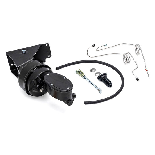 Red 4-wheel disc brake kit with calipers and rotors, front view