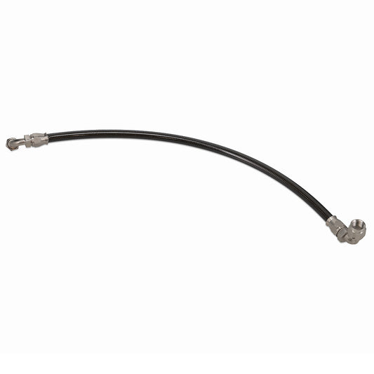 Stainless steel braided hydroboost hose with fittings, side view