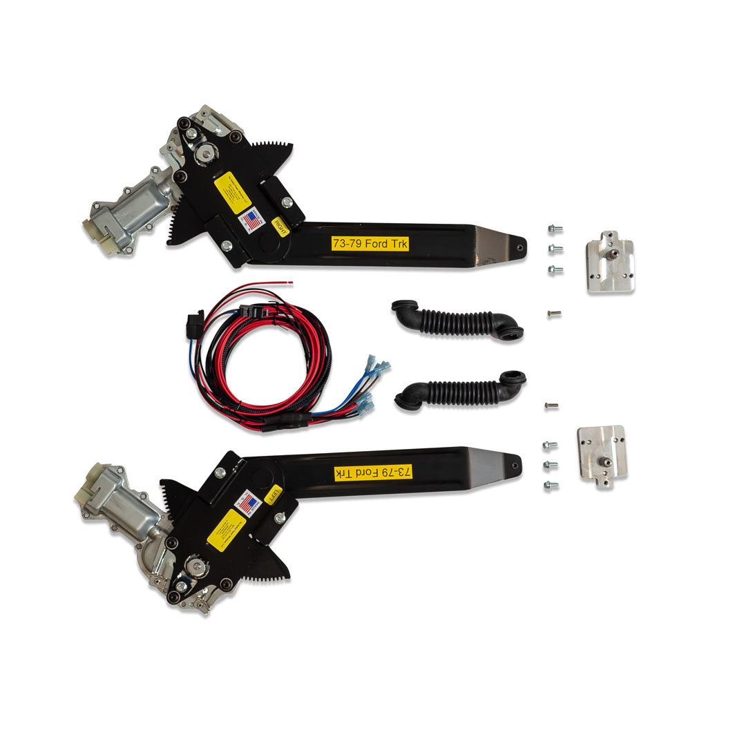 Powered Window Regulators with Round Nu-Cranks for Screw On Handles, 1973-79 Ford F-Series, 1978-79 Bronco