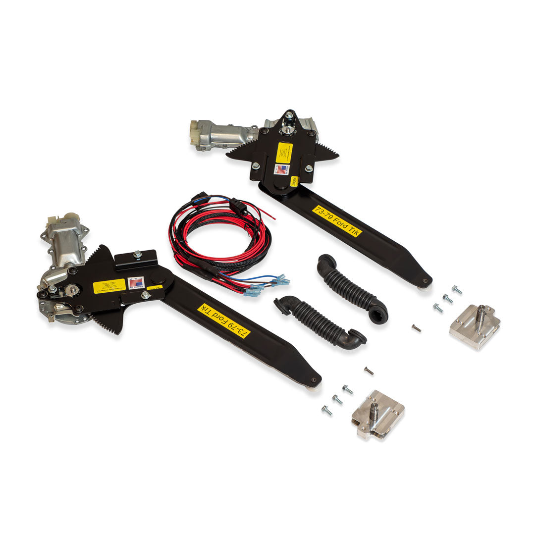 Powered Window Regulators with Round Nu-Cranks for Screw On Handles, 1973-79 Ford F-Series, 1978-79 Bronco