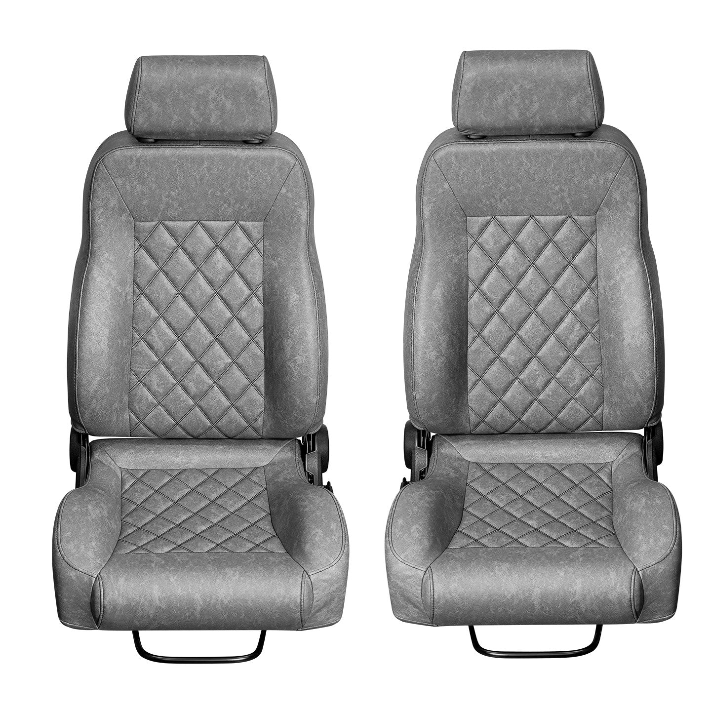 Premium Gray Diamond Stitched Front Bucket Seats, 1966-77 Ford Bronco