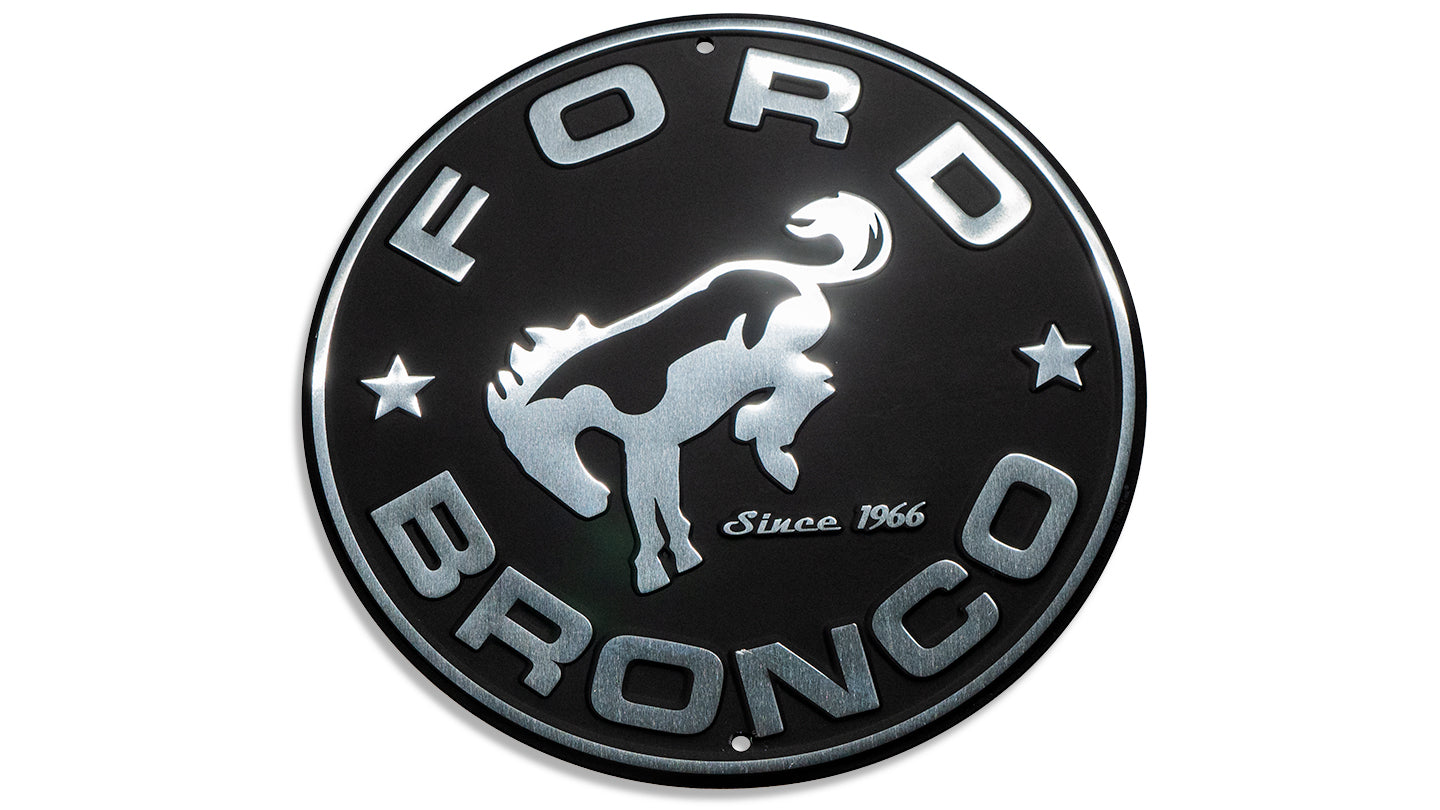 Embossed Sign -Ford Bronco, Black 11.75 inch Round