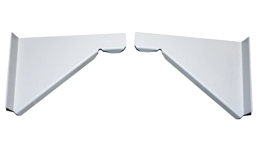 Pair of steel floor pan support braces with crossrails, front view
