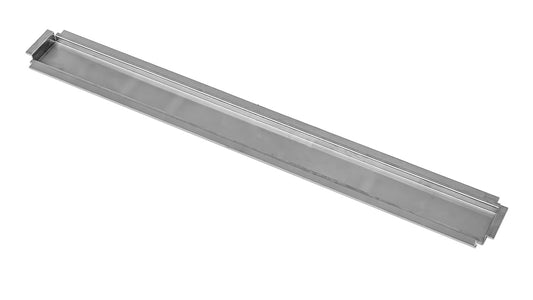 Black steel floor pan support crossrail with mounting holes, center view