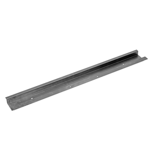 Steel floor pan support crossrail with mounting holes, front view