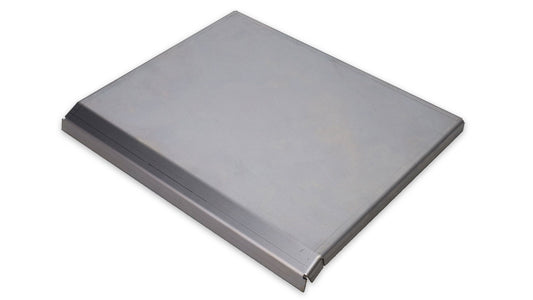Black metal rear right wheel well extension panel, side view