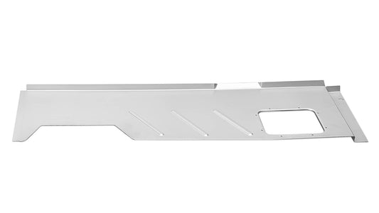 Bronco driver side upper cowl panel replacement in black steel, front angle view