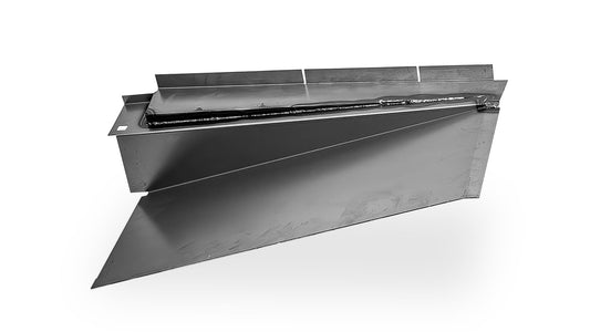 Bronco passenger upper cowl panel replacement in black steel, side view