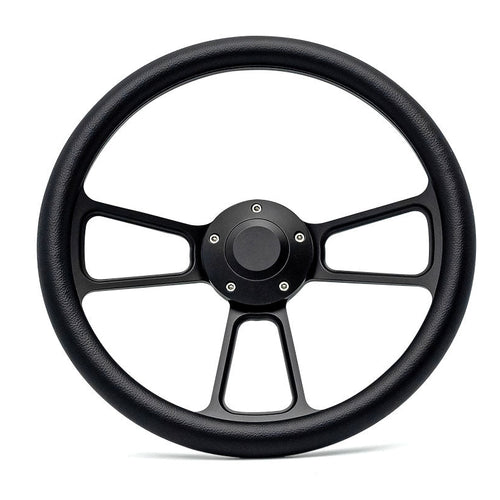 Black Billet Steering Wheel w/Black Vinyl Wrap