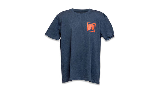 Gray cotton T-shirt with vintage off-road truck graphic and distressed print, front view