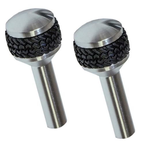 BILLET ALUMINUM Door Lock Knobs w/Tire Tread Grip, PAIR