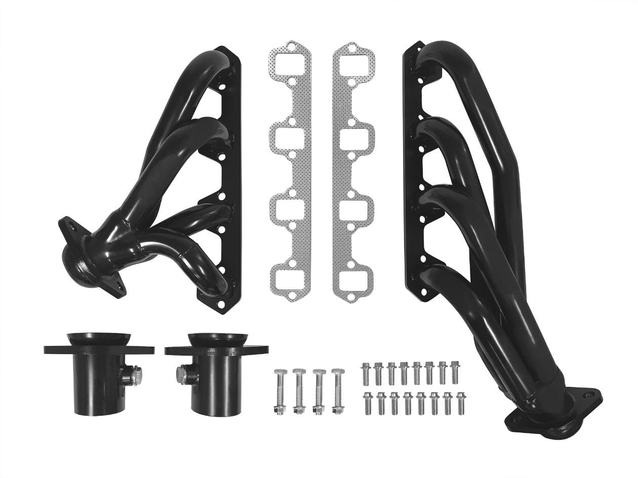 Black Shorty Headers, w/ Mounting Hardware (fits 289, 302, 351W)