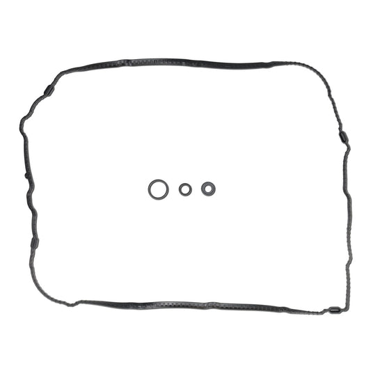 Black rubber oil pan gasket with bolt holes, front view