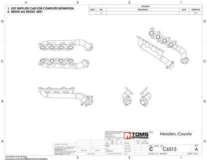 Black Ceramic Headers for 5.0L Coyote Conversion