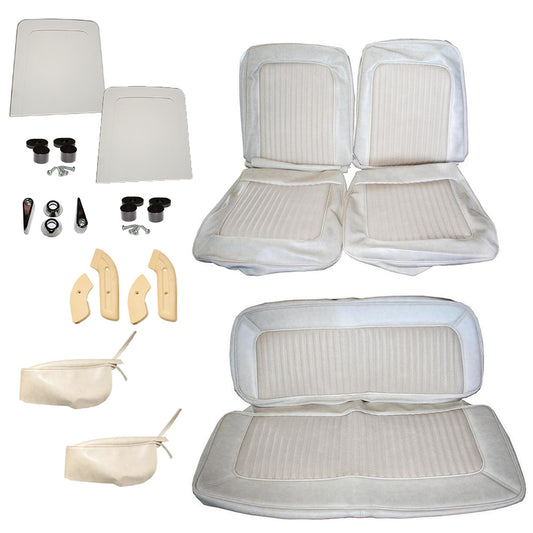 Seat Cover Kit - Deluxe, Front & Rear, Parchment Vinyl w/Texture
