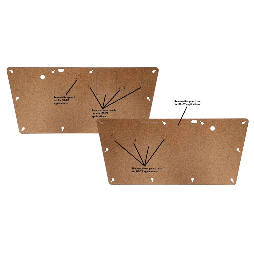 Bronco builder panel blanks in black steel, front view