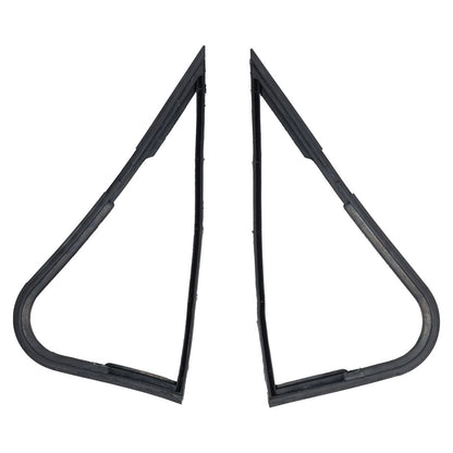 Pair of black rubber vent window seals for classic Ford trucks, side view