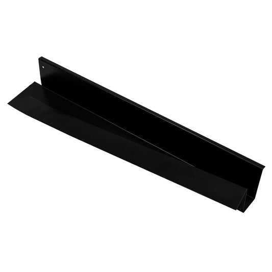 Steel truck hood hinge repair panel with bolt holes, side view