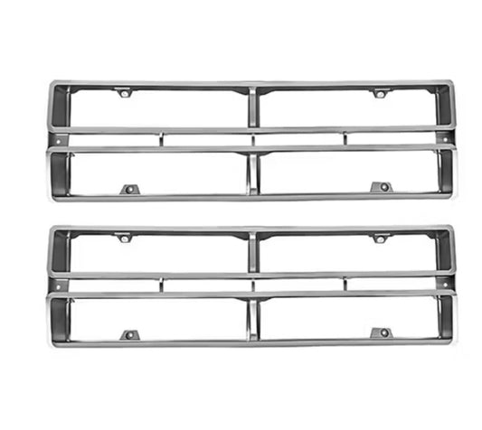 Silver metal grille inserts for 1972 Ford truck, close-up detail shot
