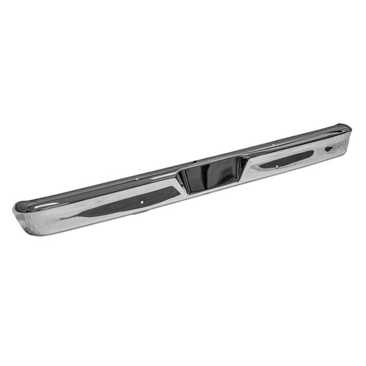 Polished chrome front bumper with 90-degree ends for Ford trucks, front view